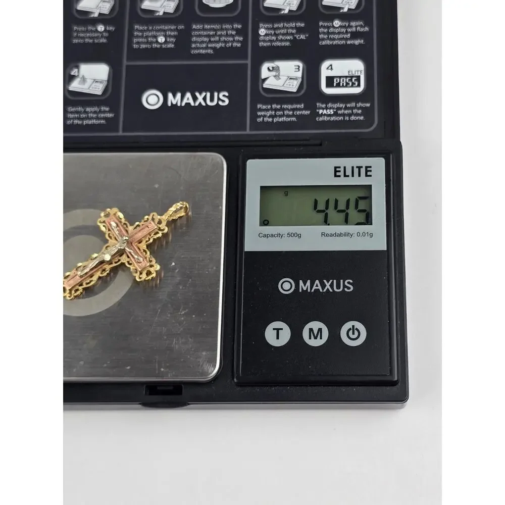 Michael Anthony 14k Tri-Color Gold Cross Crucifix 4.4g. large bale for chain